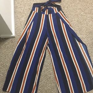 Striped high waisted flowy pants